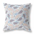 Palacedesigns 16 in. Boho Paisley Indoor & Outdoor Throw Pillow Blue White & Pink PA3095544